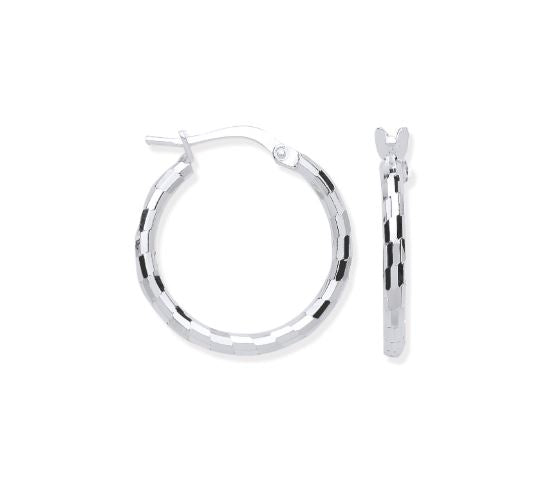 Coe & Co Silver 15mm Hoop, Checkerboard Design