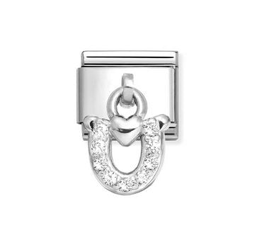 Nomination CZ Horseshoe with Heart Dangle Charm