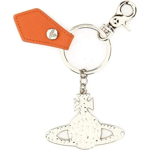 Vivienne Westwood Orange Saffiano Hammered Orb Keyring