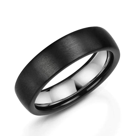 Load image into Gallery viewer, Zedd Zirconium &amp;amp; Silver Inlay 6mm Wedding Ring
