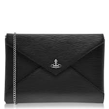Vivienne Westwood Vegan Paglia Pouch with Chain in Black
