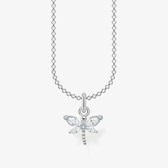 Thomas Sabo Sterling Silver White Cubic Zirconia Dragonfly Pendant Necklace