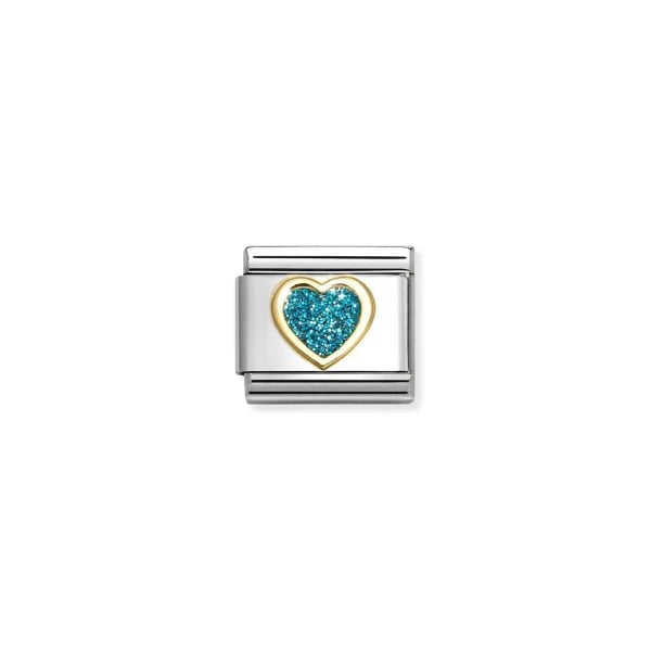 Nomination Classic Link Heart with Turquoise Glitter