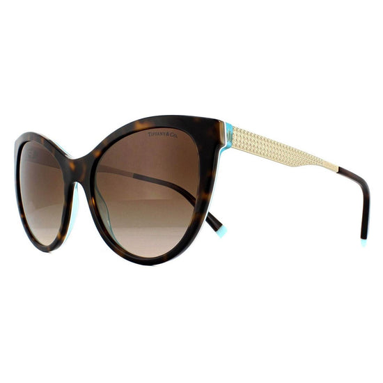 Tiffany & Co. Women's Cat Eye Havana & Crystal Blue Brown Gradient Sunglasses