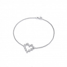 Coe & Co Sterling Silver Heart Rub over CZ Ladies Bracelet