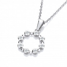 Coe & Co Sterling Silver Necklace with Circle Pendant with CZ details