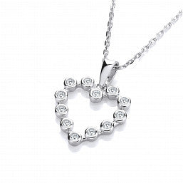 Coe & Co Sterling Silver Necklace with Heart Pendant & CZ Details