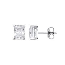 Coe & Co Sterling Silver Emerald Cut Stud Earrings