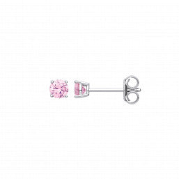 Coe & Co Silver Pink CZ Round Brilliant 4mm Studs