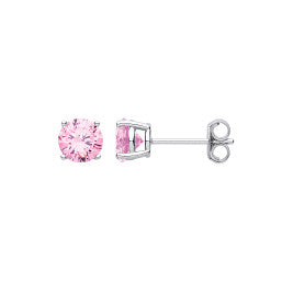 Coe & Co Sterling Silver PINK CZ Round Brilliant 6mm Studs
