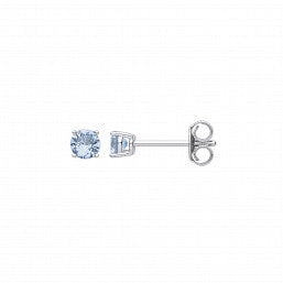 Coe & Co Silver Blue CZ Round Brilliant 4mm Stu