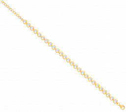 Yellow Gold Plated Heart CZ Rubover Tennis Bracelet 7