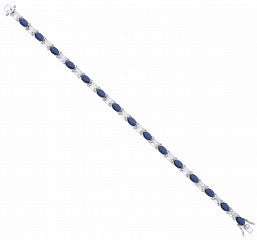Coe & Co Silver Blue Oval & Clear Emerald CZs Tennis Bracelet