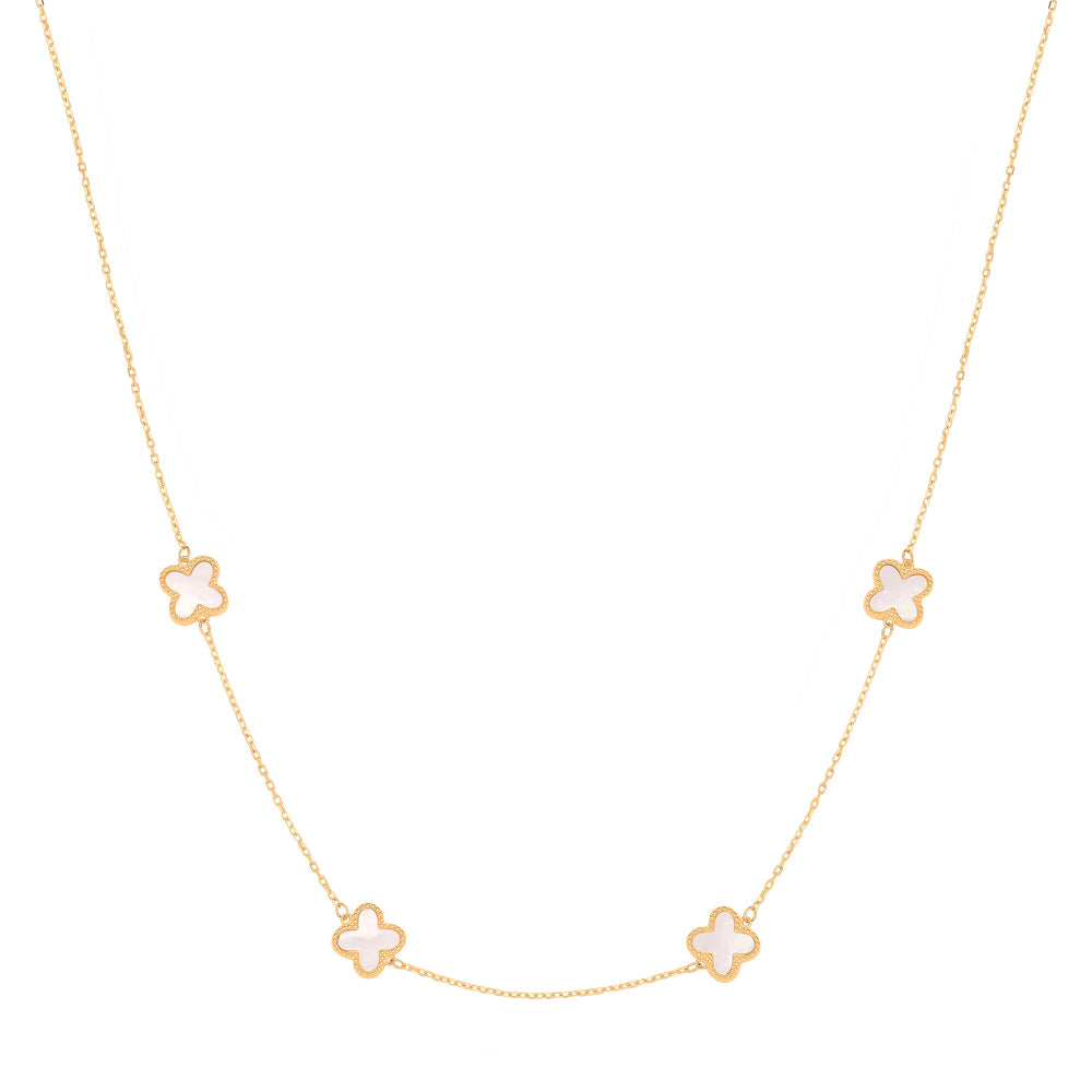Yellow Gold Four Leaf Clover 18"Necklace