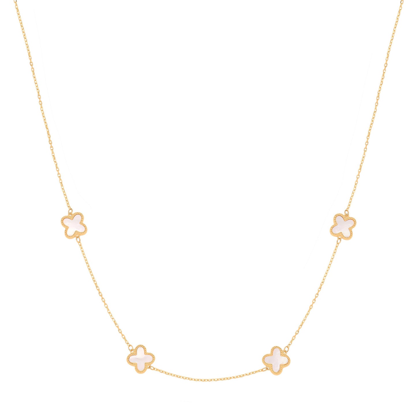 Yellow Gold Four Leaf Clover 18"Necklace