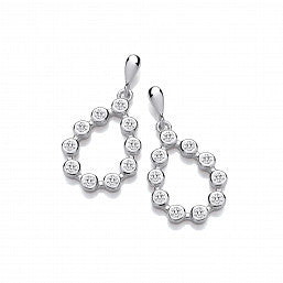 Coe & Co Sterling Silver Rubover Tear Drop CZ Earrings