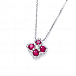 Coe & Co Red Four Leaf Clover Silver Necklace