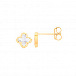 9ct Yellow Gold Mother of Pearl Clover Small Earrings