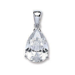 Coe and Co Sterling Silver Pear Cz Pendant with Chain