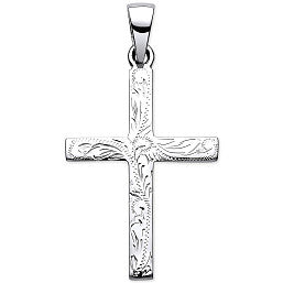 Coe and Co Sterling Silver Cross with Design and Chain