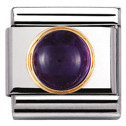 Nomination Classic Round Semiprecious Stones Charm - 18k Gold with Amethyst