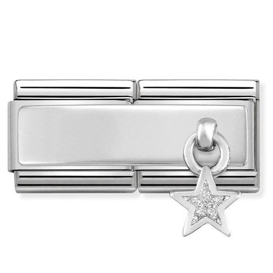 Nomination Classic Silvershine Glitter Star Engravable Double Link Charm