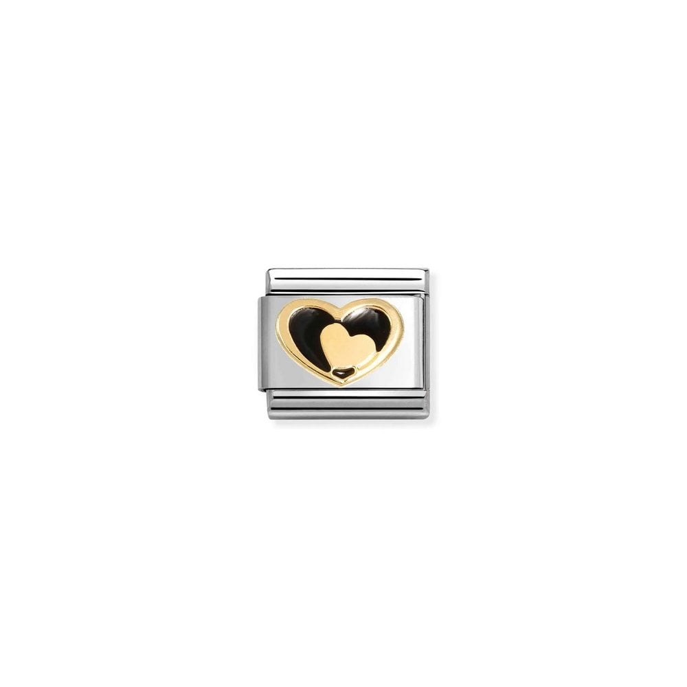 Nomination Classic Link Black Heart with Gold Heart