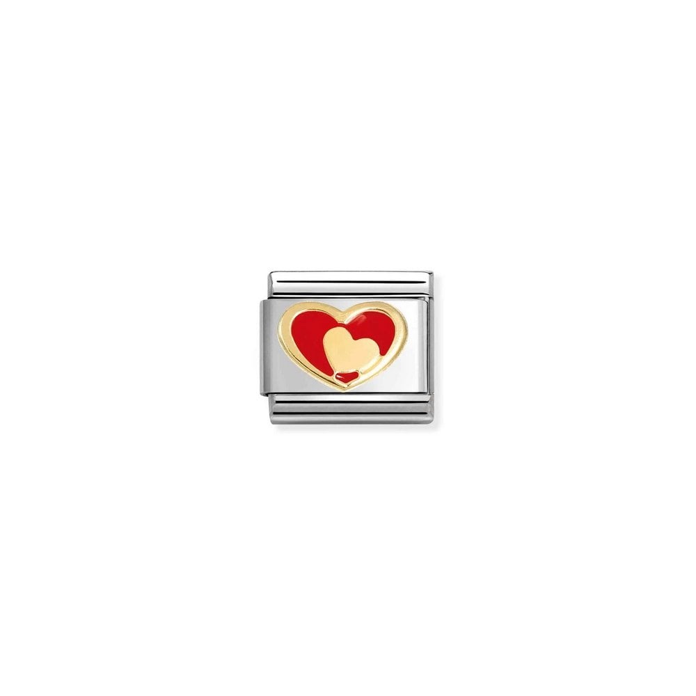 Nomination Classic Link Red Heart with Gold Heart