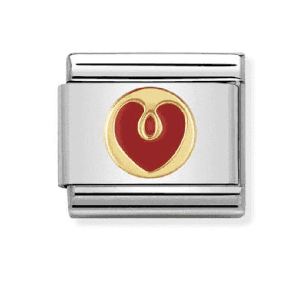 Nomination Gold Elegance Round Red Enamel Heart Charm