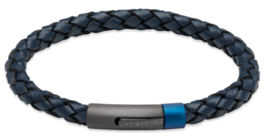 Unique B504NV Navy Leather Bracelet