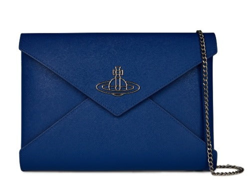 Vivienne Westwood Electric Blue Saffiano Thin Line Orb Envelope Clutch