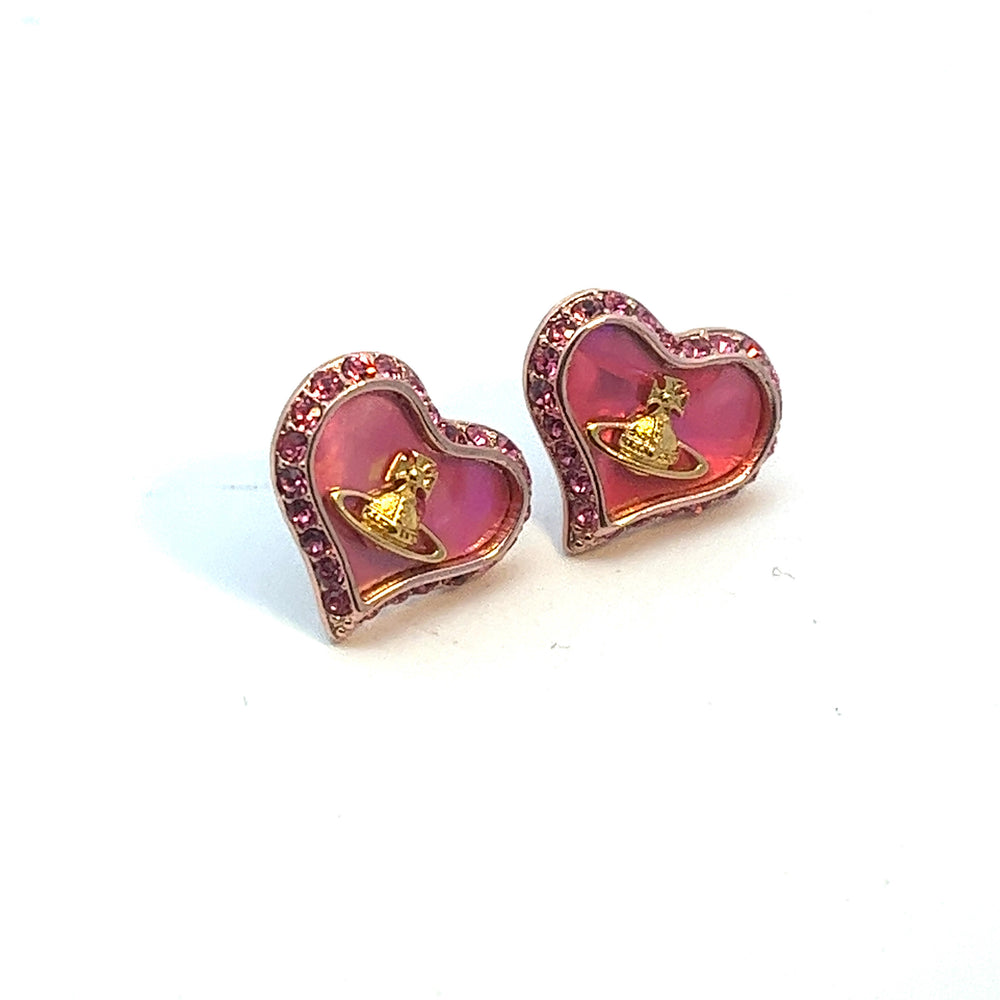 Vivienne Westwood Petra Rose Gold Tone and Pink CZ Earrings