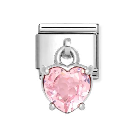 Nomination Classic Silver Pink Zirconia Heart Pendant Charm