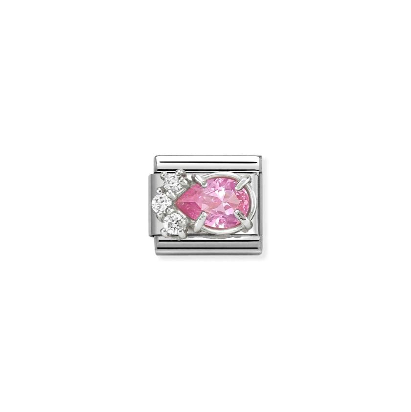 Nomination Classic Link Pink/White CZ Drop