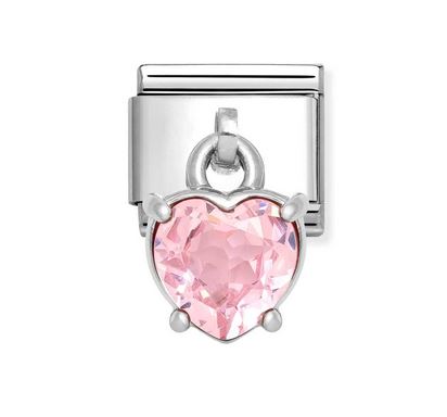 Nomination Pink CZ Heart Dangle Charm