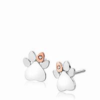Clogau Paw Prints Sterling Silver Stud Earrings with Topaz