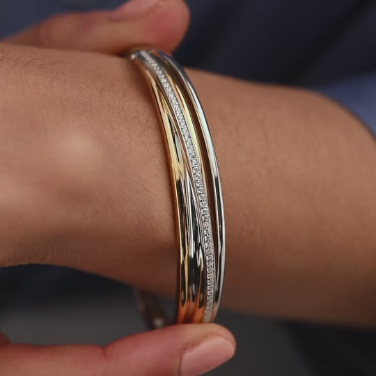 Ti Sento Zirconia Crossover Bangle Bicolor