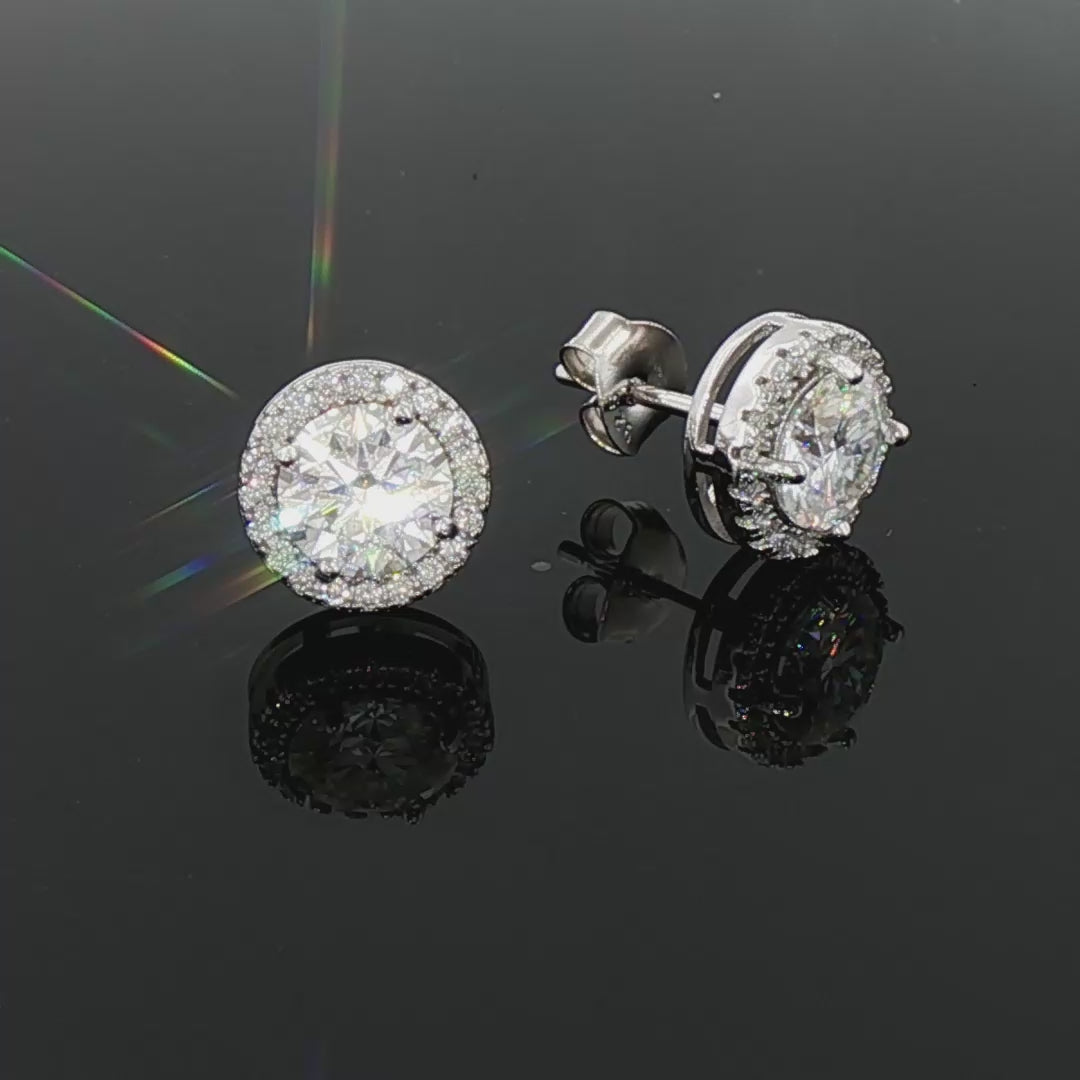 Coe & Co Sterling Silver Rhodium Halo Stud Earrings