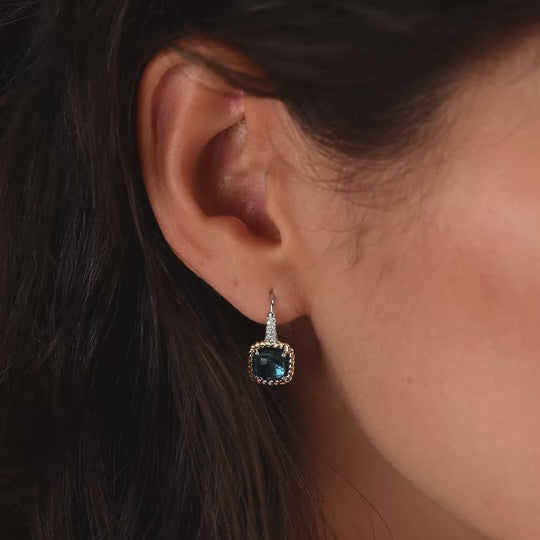 Ti Sento Blue Zirconia Cushion Hoops