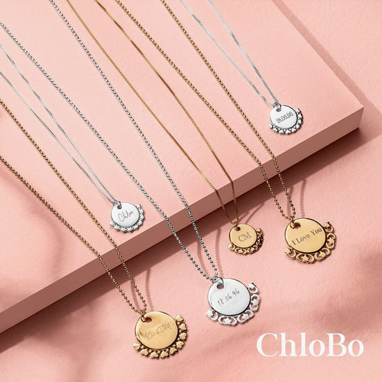 Chlobo Ladies Personalised Sterling Silver Delicate Box Chain Heart Necklace