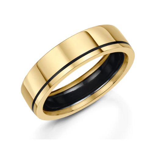 Zedd Zirconium & 9ct Yellow Gold 6mm Band