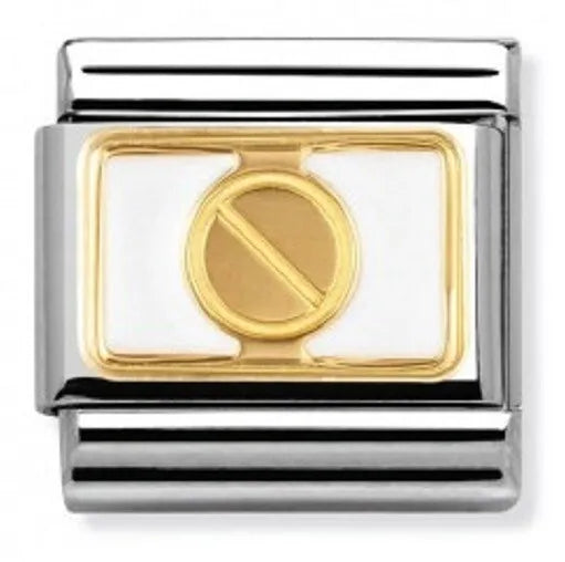 Nomination 18ct Gold & Black Enamel White Screw Plate Link Charm