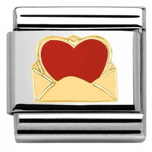 Nomination Classic Link with Heart & Envelope in Yellow Gold Tone