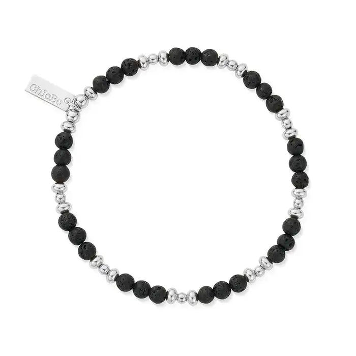 ChloBo Men's Black Lava Saucer Bracelet