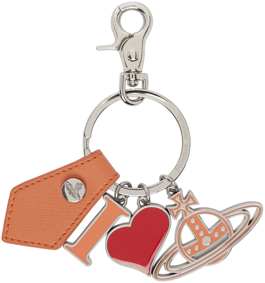 Vivienne Westwood Saffiano I Love Orb Keyring Orange