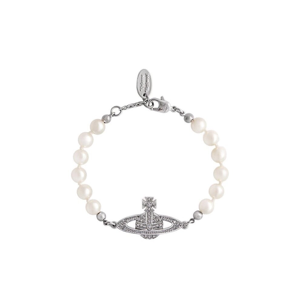 Vivienne Westwood Mini Bas Relief Silver and Pearl Bracelet