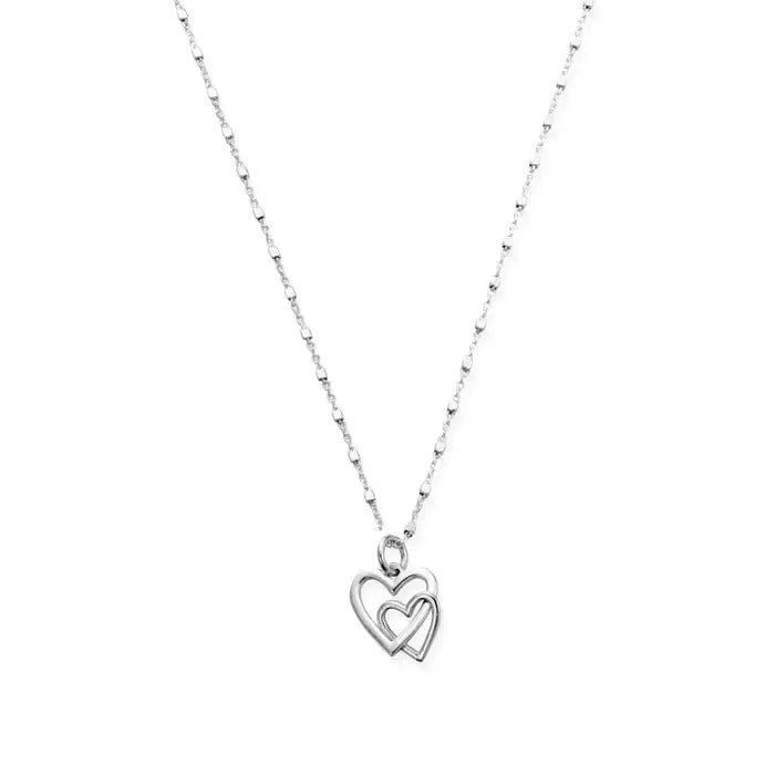 Chlobo Delicate Cube Chain Interlocking Love Heart Necklace