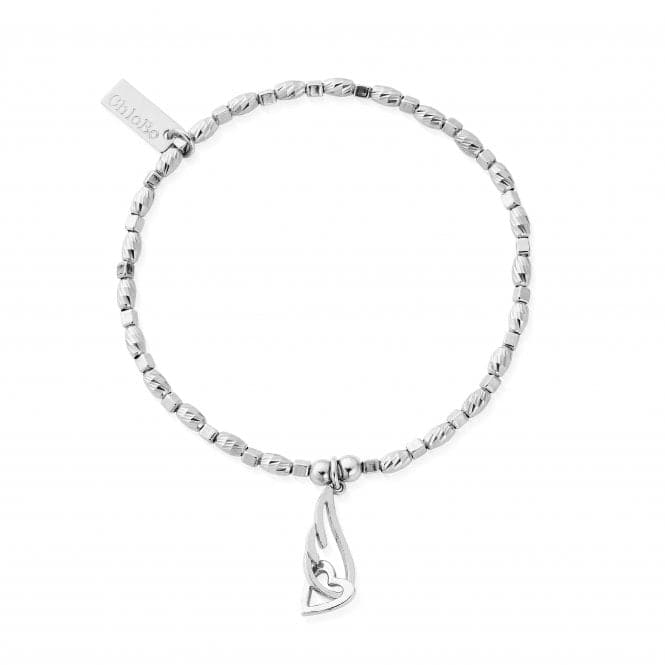 Chlobo Soul Glow Interlocking Heart & Angel Wing Bracelet Silver