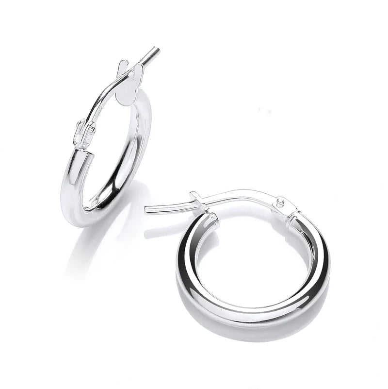 Coe & Co Silver Round Tube 15mm Hoop Earrings