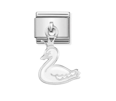 Nomination White Swan and Crown Dangle Charm
